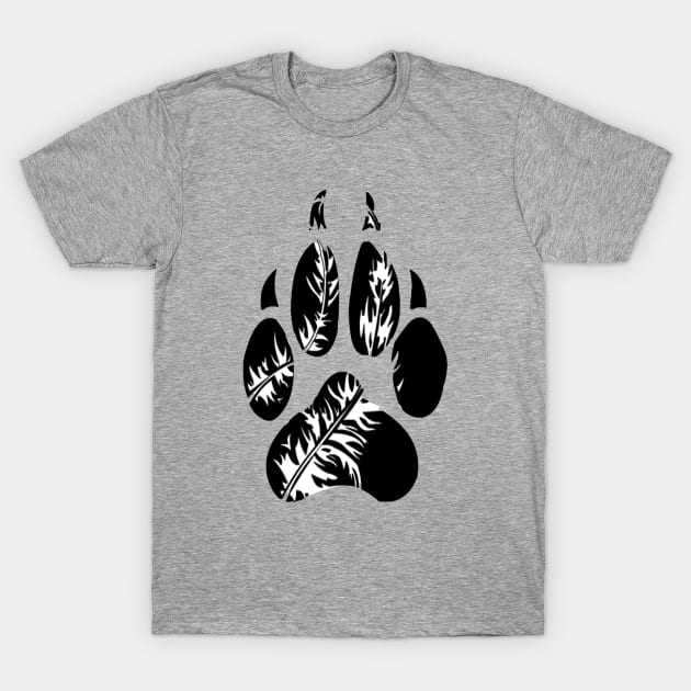 Feather Wolf Paw Print T-Shirt by AjDreamCraft